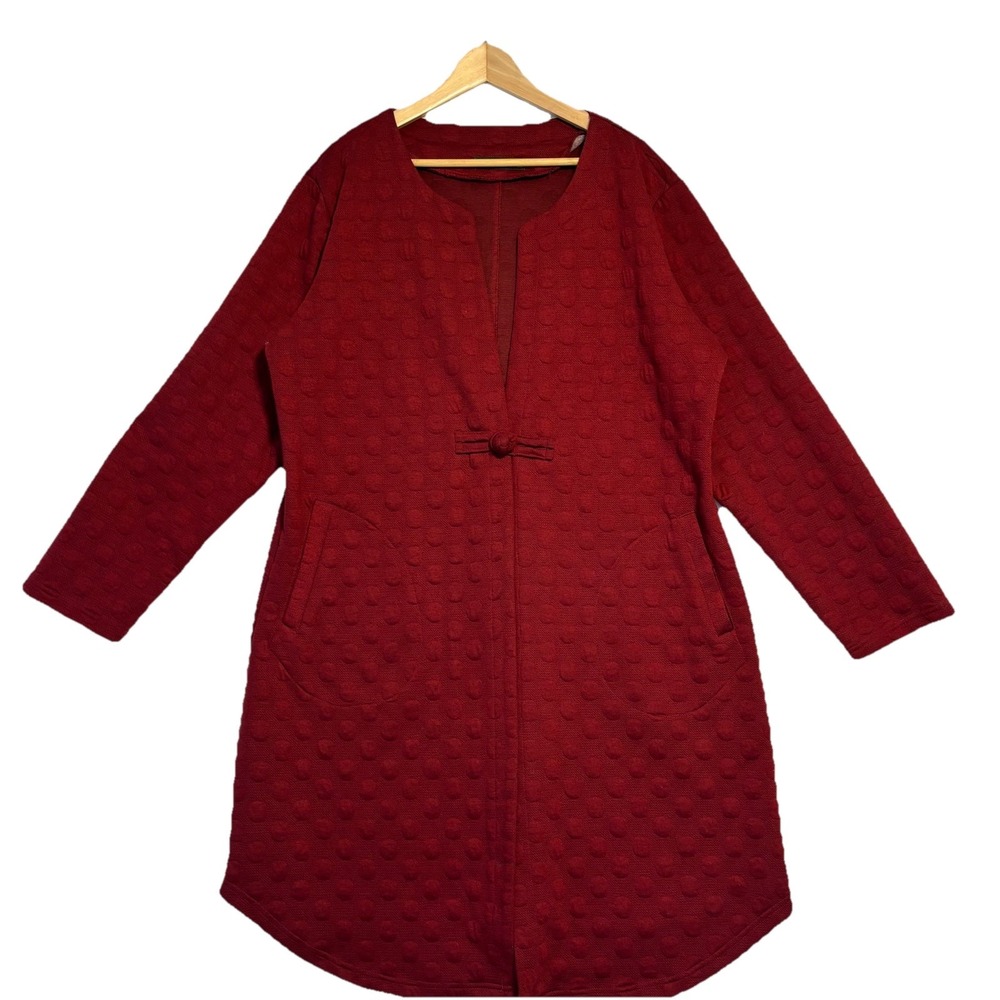 ZANZEA Collection 4XL‎ Burgundy Polka Dot Jacket Cottagecore Coastalgrandmother